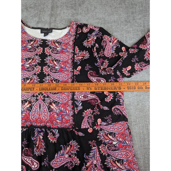 J Jill Wearever Collection Top Womens L Black Pink Paisley Tunic Preppy Boho - Picture 4 of 7